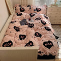 Axyaa Lace Printed Milk Fleece 4-Piece Set - Winter Coral Fleece