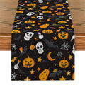 Axyaa Halloween Pumpkin Ghost Table Runner - Festive Farmhouse Decor