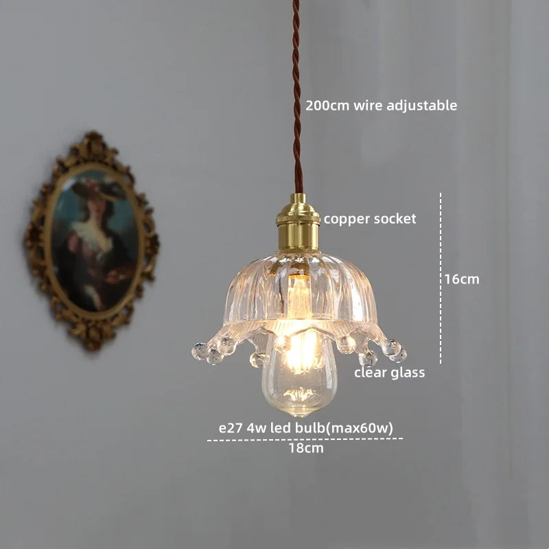 Axyaa Modern LED Glass Copper Pendant Light with Knob Switch