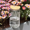 Axyaa Pink Bow Plastic Water Cup with Bamboo Lid & Straw