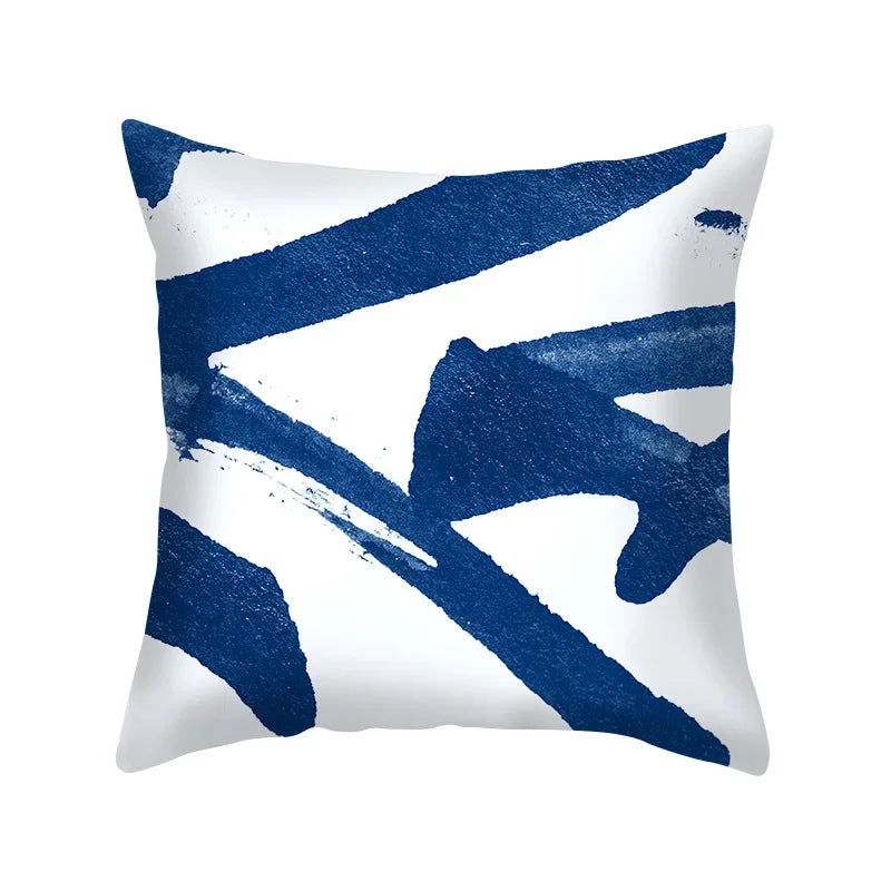 Axyaa Blue Geometry Pillowcase - Decorative Cushion Cover