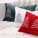 Axyaa Christmas Tree Embroidery Pillow Cover 30x50cm Red Green Home Sofa Decor