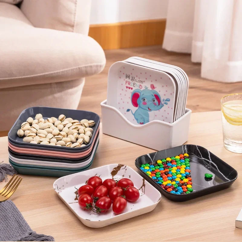 Axya Plastic Tray Cartoon Snack Cake Plate Home Kitchen Accessories