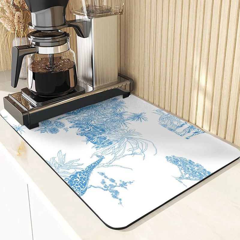 Axyaa Plant Pattern Drying Mat: Kitchen & Table Essential