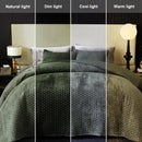 Axyaa Velvet Quilt Bedding Set King Size Luxurious Lightweight Comforter Coverlet