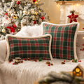 Axyaa Christmas Plush Pillowcase: Winter Plaid Edge, Imitation Rabbit Hair, Sofa Cushion Cover.