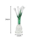 Axyaa Green Glass Vase Artificial Floral Decoration for Desk and Room Aesthetic
