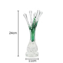 Axyaa Green Glass Vase Artificial Floral Decoration for Desk and Room Aesthetic