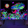 Axyaa Psychedelic UV Wall Tapestry: Skull Mushroom Witchcraft Art - Beautiful Decor