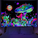 Axyaa Psychedelic UV Wall Tapestry: Skull Mushroom Witchcraft Art - Beautiful Decor