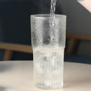 Axyaa Glass Cup with Lid & Straw, Transparent Stripe Mug for Milk Coffee Juice Tea