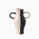 Axyaa Geometric Check Pattern Ceramic Vase with Handle for Home Decoration