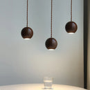 Axyaa Black Walnut LED Pendant Lamp GU10 Round Children's Bedroom Decoration Hanging Lights