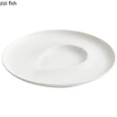 Axyaa White Comma Ceramic Dessert Plate for Molecular Cooking Display
