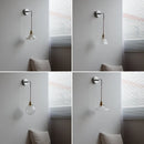 Axyaa White Glass LED Wall Lights with Pull Chain Switch - Nordic Modern Bedside Lamp