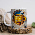 Axyaa Ceramic Coffee Mug 350ml: Fun Emoticons Design, Perfect for Home and Office