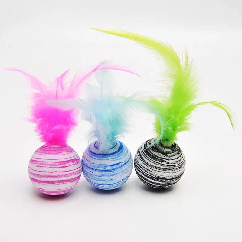 Axyaa Cat Feather Ball Toy Set for Interactive Training and Play