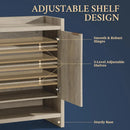 Axyaa Fluted Shoe Cabinet: 41'' Tall 2-Door Storage Organizer with 5-Tier Shelves
