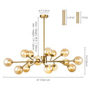 Axyaa Gray Glass Sputnik Chandelier: Height Adjustable, G9 Bulb, Home Ceiling Fixture