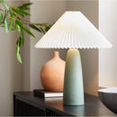 Axyaa Green Ceramic Table Lamp, Minimalist Design for Bedside & Study