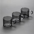 Axyaa Smoke Grey Glass Teacup Set 100ml Kung Fu Small Handle Cup