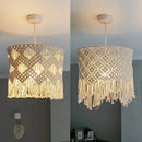 Axyaa Nordic Boho Chic Macrame Chandelier Handwoven Cotton Rope Lamp Shade