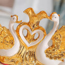 Axyaa Swan Wedding Gift Ceramic Vase Home Decor Craft Livingroom TV Table Figurine