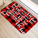 Axyaa Red Plaid Print Door Mat: Non-Slip Home Kitchen Bathroom Carpet