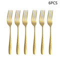 Axyaa Gold Stainless Steel Western Tableware Set: Knife, Fork, Spoon - 24pcs