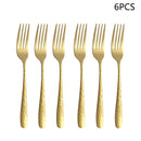 Axyaa Gold Stainless Steel Western Tableware Set: Knife, Fork, Spoon - 24pcs