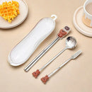 Axyaa Stainless Steel Cutlery Set with Box - Portable, Cute & Reusable Dinnerware