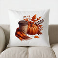 Axyaa Autumn Fence & Pumpkins Decor Pillow Cover