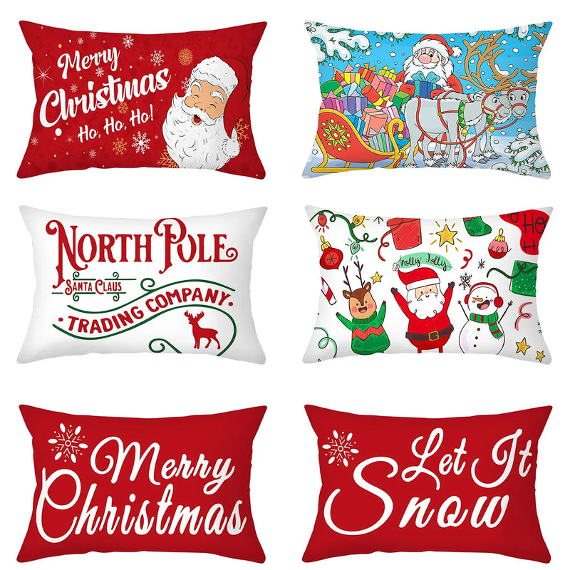 Axyaa Christmas Printed Deer & Santas Pillow Case 30x50cm