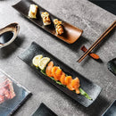 Axyaa Ceramic Sushi Plate: Japanese Restaurant Style Rectangular Porcelain Plate