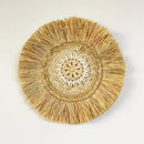 Axyaa Raffia Bead Wood Mirror: Acrylic Decorative Wall Hanging for Bedroom
