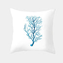 Axyaa Sea Life Decorative Pillow Cover - Blue Coral Seahorse Starfish Theme