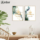 Axyaa Islamic Arabic Gold Calligraphy Canvas Print Allahu Akbar Green Leaf Wall Art