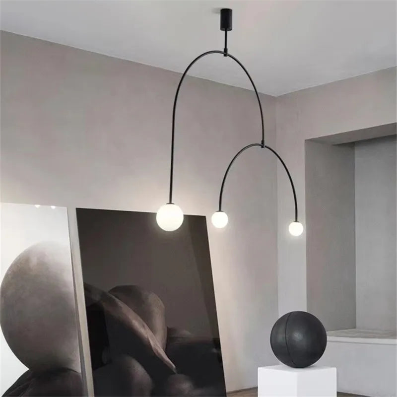 Axyaa Minimalist Geometric Iron Chandelier in Black and Gold
