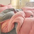 Axyaa Solid Flannel Bedding Set, Reversible Fleece Duvet Cover and Cozy Sheet with Pillowcases