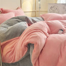 Axyaa Solid Flannel Bedding Set, Reversible Fleece Duvet Cover and Cozy Sheet with Pillowcases