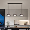 Axyaa Smoke Gray Glass Ceiling Lamp Fixtures - Modern Black 3-Light Pendant Lighting