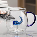 Axyaa Glass Handle Cartoon Animal Mug - High Borosilicate Juice Cup