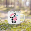 Axyaa Flower Panda Enamel Water Cup with Handle - Kid's Creative Drink Mug