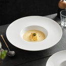 Axyaa White Ceramic Soup Plate for Molecular Cuisine and Restaurant Dining