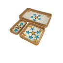 Axyaa Rattan Storage Basket Set - Hand-Woven Shell Design for Food Display & Decoration