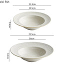 Axyaa Ceramic Bead Dot Straw Hat Soup Salad Pasta Dessert Plate