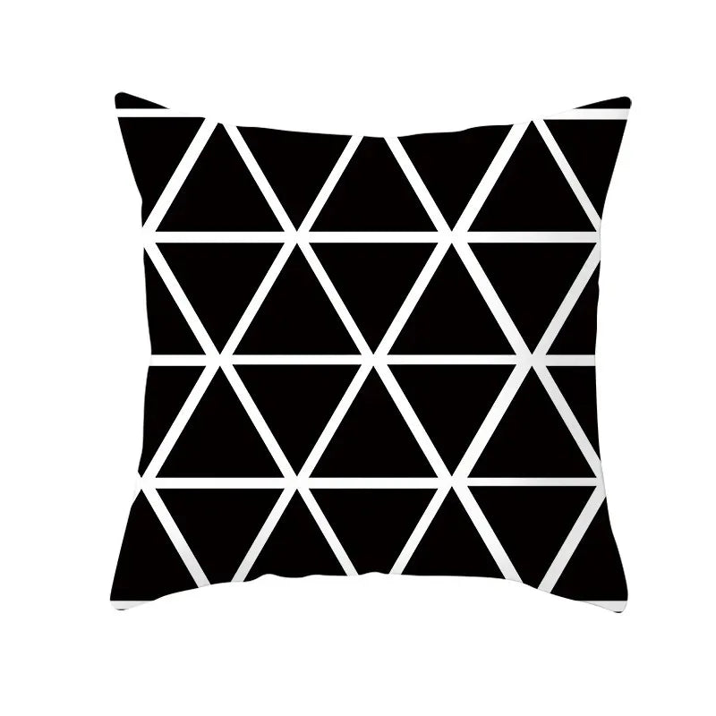 Axyaa Black & White Plaid Wave Stripe Checkerboard Print Throw Pillow Case
