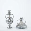Axyaa Silver Glass Vase with Geometric Handle: Elegant Kettle for Living Room Decor