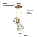 Axyaa Gold Marble Chandelier, Adjustable Round Ceiling Light for Villa Hotel