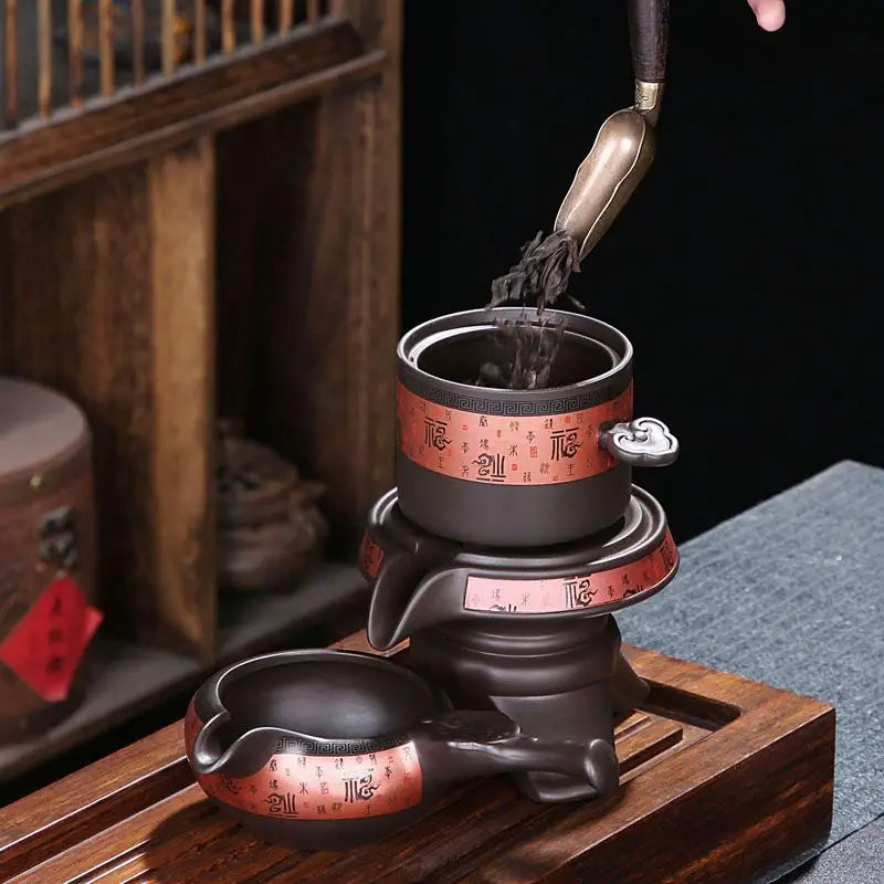 Axya Chinese Kung Fu Tea Set: Top-Grade Bone Teaset with Automatic Brewing
